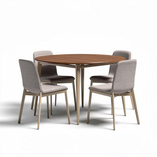 Eetkamerset met vier stoelen en een tafel van 80 x 80 x 75cm in groen en wit