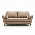 bank van stof met rolkussens en metalen poten 150 x 80 x 70cm beige