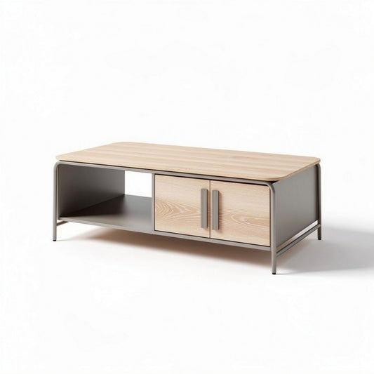 Salontafel van hout en metaal met opbergruimte 120 x 60 x 40cm