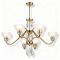 Kroonluchter van goud met 6 glazen schalen en kristallen details 25 x 25 x 60cm